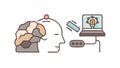 AI Learning Brain: Education and Digital Knowledge Icon, vector design Generative AI Royalty Free Stock Photo