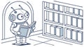 AI Learning in Library Vector: Robot Studying Books on Shelves Outline, vector design Generative AI Royalty Free Stock Photo