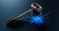 AI and Legal Systems: Judge's Gavel Symbolizing Law and Order with Artificial Intelligence Processor