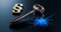 AI and Legal Systems: Judge's Gavel Symbolizing Law and Order with Artificial Intelligence Processor Royalty Free Stock Photo