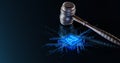 AI and Legal Systems: Judge's Gavel Symbolizing Law and Order with Artificial Intelligence Processor Royalty Free Stock Photo