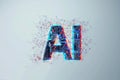 AI lettering with interconnected network nodes, neural network concept of artificial intelligence