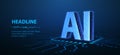 AI letters on circuit chip. AI technology, robot core, electric line, circuit board