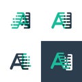 AI letters logo with accent speed in tosca green and dark blue