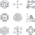 AI Machine Learning Data Science Technology Line Icons Set Royalty Free Stock Photo