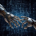 Robot hand system concept integration and coordination of artificial intelligence technology. Royalty Free Stock Photo