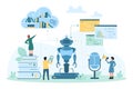 AI and machine learning technology, tiny people share digital books to training robot