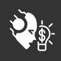 AI makes money white linear glyph icon for night mode