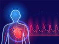 AI Medical Concept With Virtual Human, Heart Circulatory System, Futuristic Medical Concept, Blockchain