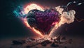 AI Metaverse bursts into dust with colorful heart clouds. AI Generative Royalty Free Stock Photo