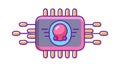 AI Microchip with Brain, Smart Processor, Cognitive Computing, vector design Generative AI Royalty Free Stock Photo
