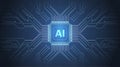 AI Microchip on Circuit Board Artificial Intelligence Processor Core Technology Royalty Free Stock Photo