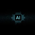 AI microchip with circuit board pattern. Artificial intelligence processor concept Royalty Free Stock Photo