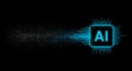 AI microchip with circuit board pattern. Artificial intelligence processor concept Royalty Free Stock Photo