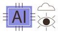 AI Technology Concept with Chip, Cloud, and Eye Representing Innovation and Insight Royalty Free Stock Photo