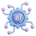 AI microchip gear with neural network nodes for machine learning automation 3d illustration Royalty Free Stock Photo