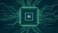 AI microchip with glowing circuitry high tech 3D realistic vector technology background, Concept of AI, data processing, data flow Royalty Free Stock Photo