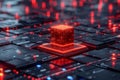 AI Microchip with Neon Glow on Circuit Board, Advanced Digital Processor