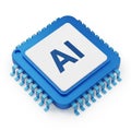 AI Microchip Processor with AI Text artificial intelligence Royalty Free Stock Photo