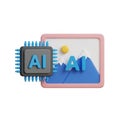 AI Microchip Processor Connected to a Digital Image Frame with AI Text artificial intelligence Royalty Free Stock Photo
