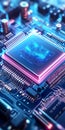 AI Microchip Technology Futuristic Artificial Intelligence Brain Chip on a Motherboard Royalty Free Stock Photo