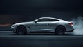 Sleek White Sports Coupe in High-Speed Motion Blur on a Dark Road Royalty Free Stock Photo