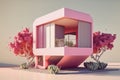 Pink modern tiny house model, ai generated illustration Royalty Free Stock Photo
