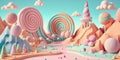 cute pastel colored candyland, generated midjourney illustration