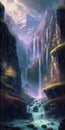 waterfalls in a fantasy landscape, ai generative