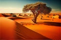 Dry sahel zone desert landscape, ai generated illustration