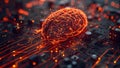 AI mimics human brain processes using neural networks and smart processors. Concept Artificial
