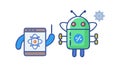 AI Mobile Interface, Robot with Smartphone Apps, Digital Utility, vector design Generative AI Royalty Free Stock Photo