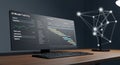 Ai model training dashboard displays project timelines and data analytics on monitor Royalty Free Stock Photo
