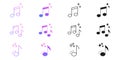 AI Music Note Icons With Double and Single Variations Line and Solid Icon Set. Artificial Intelligence Audio and Sound Royalty Free Stock Photo