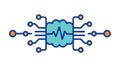 AI Neural Circuit: Artificial Intelligence Brain Interface, vector design Generative AI Royalty Free Stock Photo