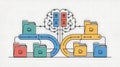 AI Neural Data Flow and File Management System Royalty Free Stock Photo