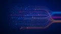 AI neural network analyzing big data. Machine learning and deep learning technology for artificial intelligence. Neurons connected