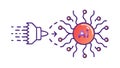 AI neural network connected to a power source icon vector design Generative AI Royalty Free Stock Photo