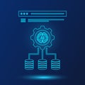 AI Neural Network Connection Database and Website Interface Design on Blue Background Royalty Free Stock Photo
