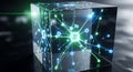 Ai neural network cube data science technology innovation connection future computing node Royalty Free Stock Photo