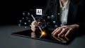 AI Neural Network and Data Processing System Latch Royalty Free Stock Photo