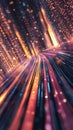 AI neural network illustration with abstract glowing lines representing data transfer and encryption processes. Royalty Free Stock Photo