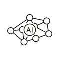 Ai Neural Network Line Icon. Artificial Intelligence And Machine Learning Outline Symbol. Data Processing And Royalty Free Stock Photo