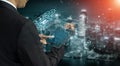 AI neural network processing data through machine learning pipeline. Corpus Royalty Free Stock Photo