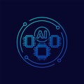 AI optimized hardware icon, linear design