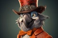 The Parrot in Orange and Grey Who Dreamed of Being Sherlock Holmes on Dark Gradient Background Royalty Free Stock Photo