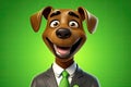 Paws for Professionalism: 3D-Generated Dog Embracing the Business Look on Green Gradient Background