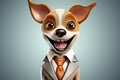 Paws for Professionalism: 3D-Generated Dog Embracing the Business Look on Grey Gradient Background