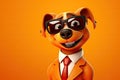 Paws for Professionalism: 3D-Generated Dog Embracing the Business Look on Orange Gradient Background