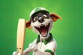 Petfluencers - The Doggone Cricket Champion: Rising to Stardom on Green Background